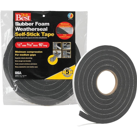 All-Source 1/2in. W x 9/16in. T x 10' L Black Foam Weatherstrip Tape R930HDB